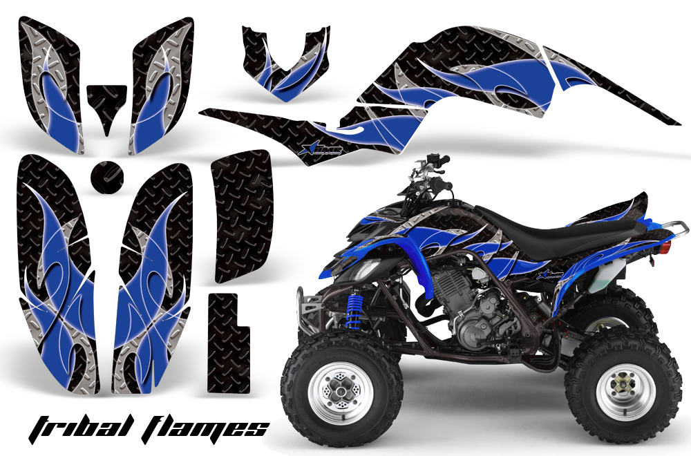 Yamaha Raptor 660 Graphics TribalFlame Blue BlackBG